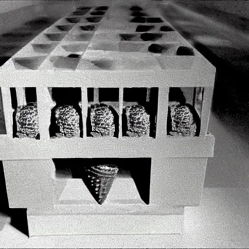 Image similar to A photograph of the Ark of the Covenant, opened, to reveal a holy levitating ice cream cone