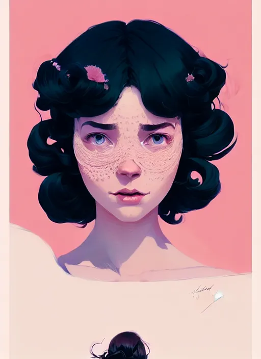 Prompt: highly detailed portrait of clairelynnd, photographic realistic background, ringlet hair by atey ghailan, by greg rutkowski, by greg tocchini, by james gilleard, by joe fenton, by kaethe butcher, gradient pink, black, cream and white color scheme, trending in instagram, award winning details