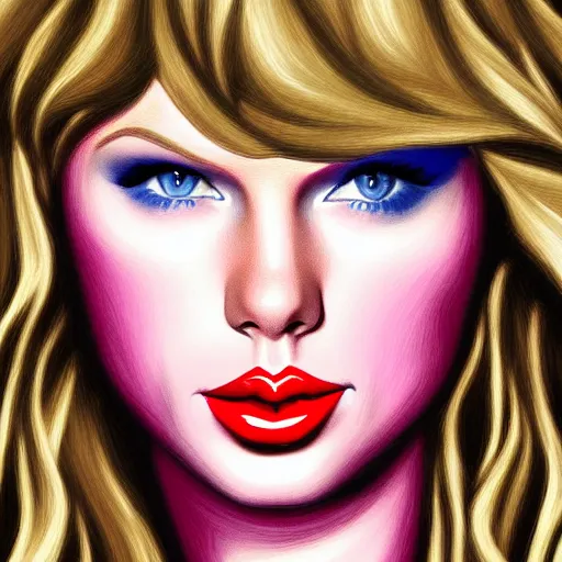 Image similar to portrait of Taylor Swift, highly detailed, centered, solid color background, digital painting