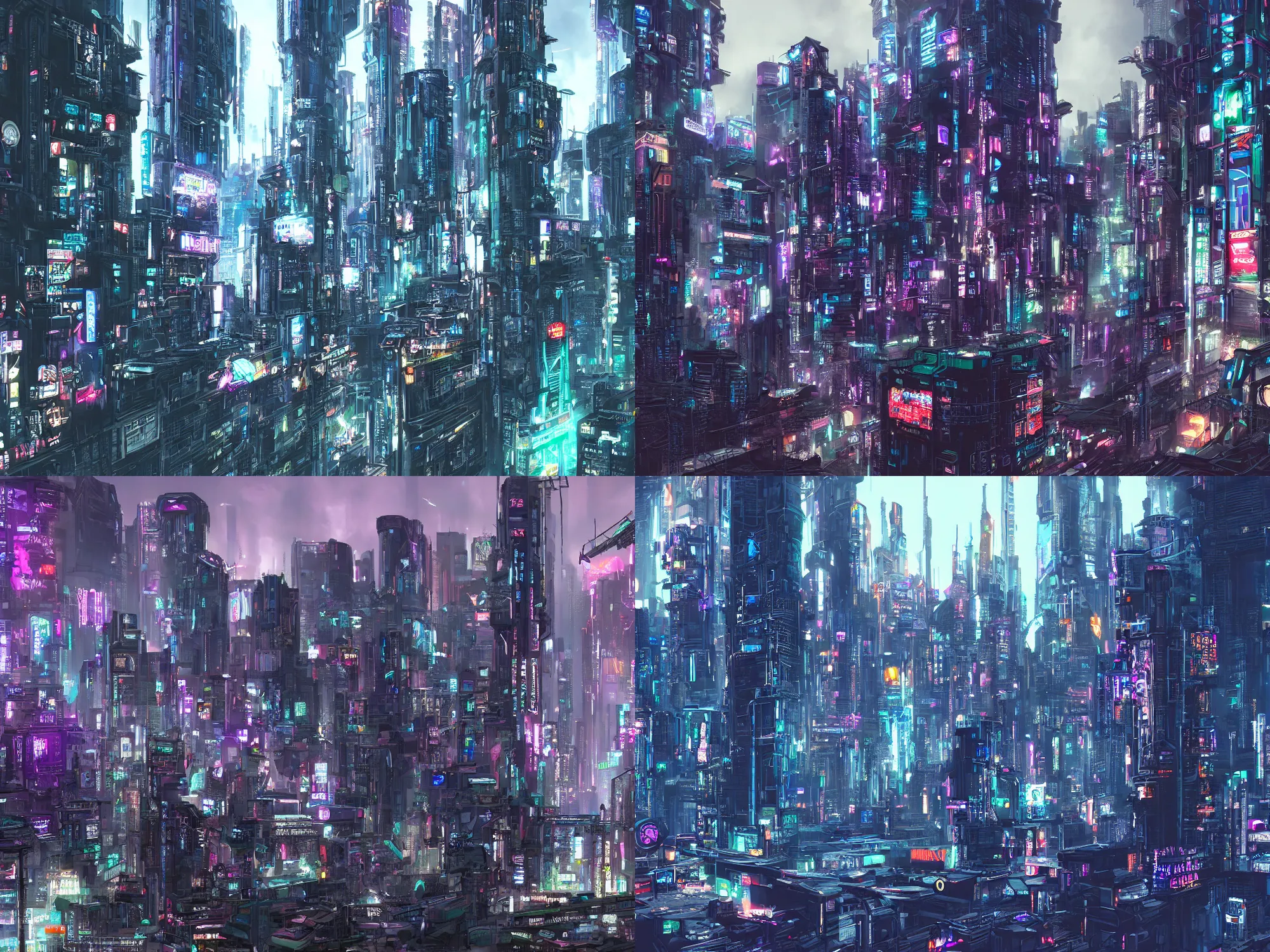 Prompt: A cyberpunk cityscape