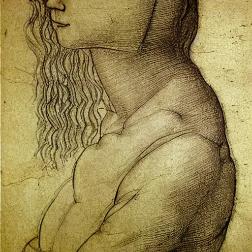 Prompt: a drawing of the vitrup of the human figure by leonardo da vinci, pixiv, renaissance, da vinci, golden ratio, academic art