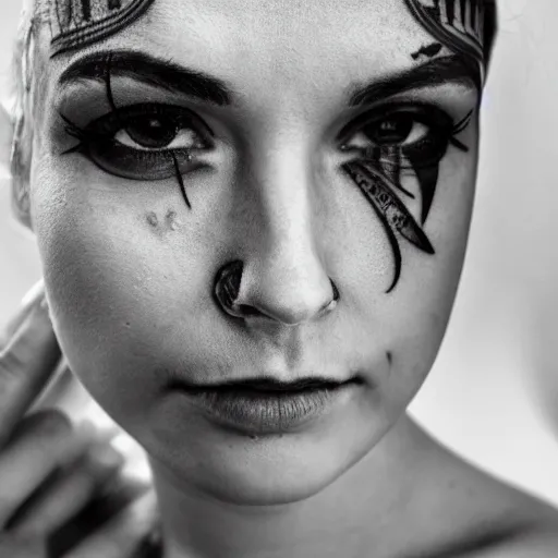 Image similar to woman with tattoo, close - up photography