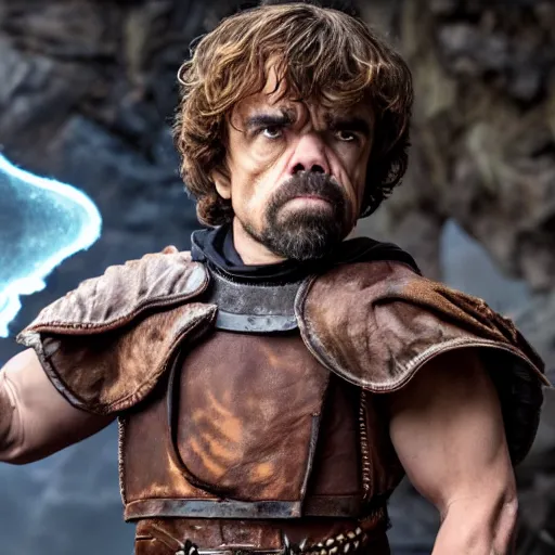 Image similar to stunning awe inspiring peter dinklage playing he - man, movie still 8 k hdr atmospheric lighting