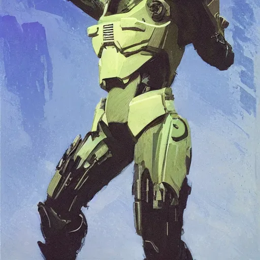 Image similar to alison brie as master chief, intricate, elegant, highly detailed, greg manchess, mucha, liepke, ruan jia, jeffrey catherine jones, ridley scott