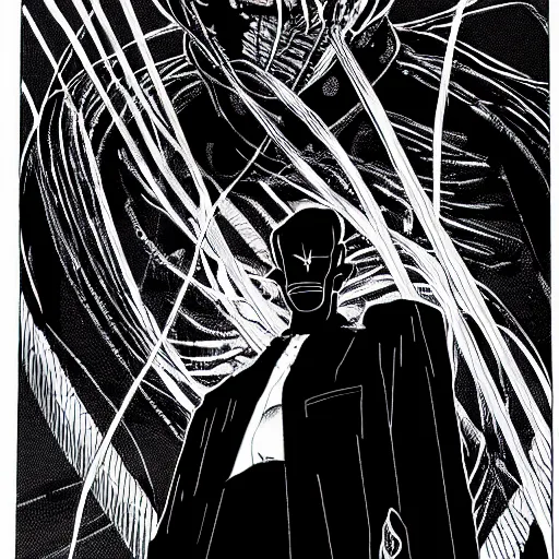 Image similar to Jerome Powell looking sinister, by Tsutomu Nihei, highly detailed