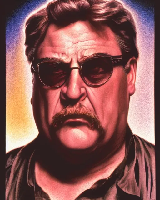 Prompt: john goodman in the big lebowski, airbrush, drew struzan illustration art, key art, movie poster