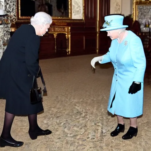 Image similar to queen elizabeth ii meets a reptilian