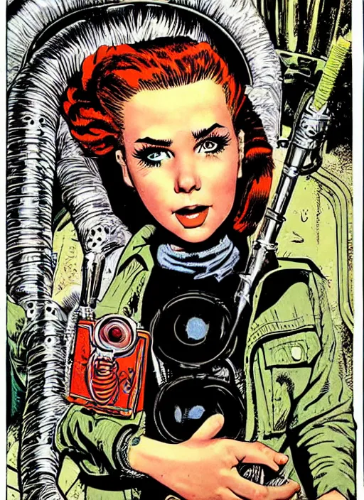 Prompt: a portrait of a pretty sewer punk young lady by al feldstein