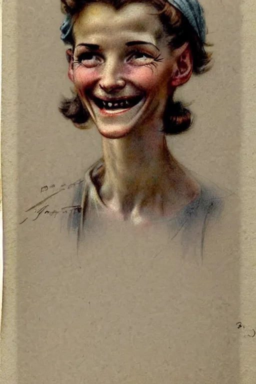 Prompt: ( ( ( ( ( 1 9 5 0 s retro happy smiling skinny farmer face portrait. muted colors. ) ) ) ) ) by jean - baptiste monge!!!!!!!!!!!!!!!!!!!!!!!!!!!!!!