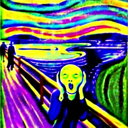 Image similar to painting of the scream, by lisa frank