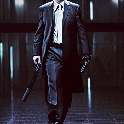 Image similar to Toby Flenderson as neo in the matrix, full body shot