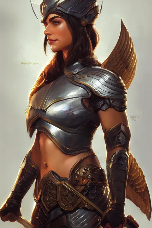 Image similar to amazon valkyrie athena, d & d, fantasy, portrait, highly detailed, headshot, digital painting, trending on artstation, concept art, sharp focus, illustration, art by artgerm and greg rutkowski and magali villeneuve