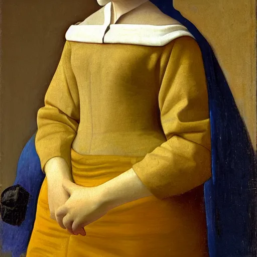 Prompt: sheryl sandberg painted by vermeer, close - up