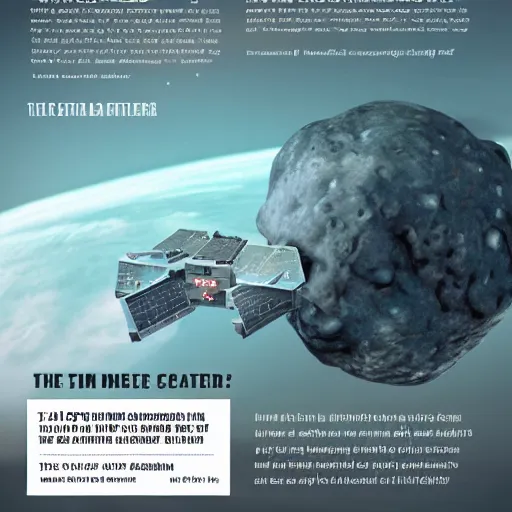 Image similar to magazine advertisement for asteroid mining equipment