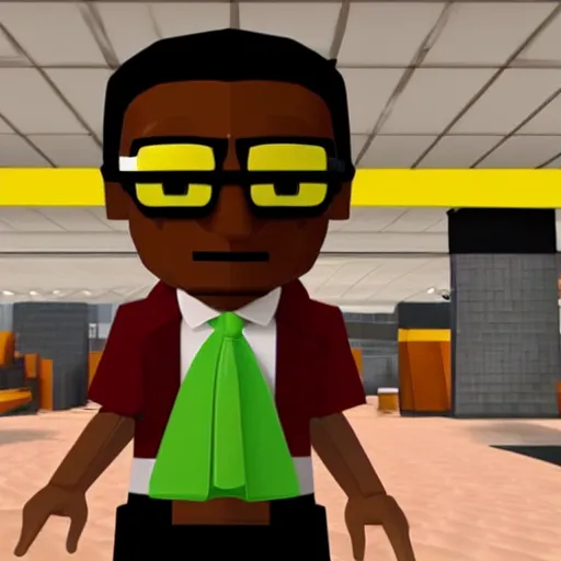 Prompt: ingame screenshot of gustavo fring in roblox