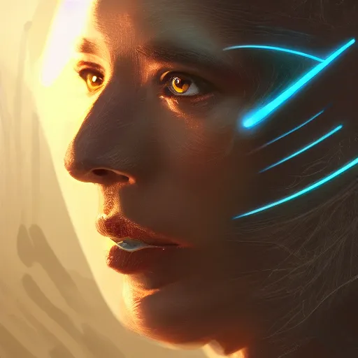 Prompt: detailed portrait of a futuristic sci - fi shaman in a natural scene. beautiful lighting. trending on artstation.