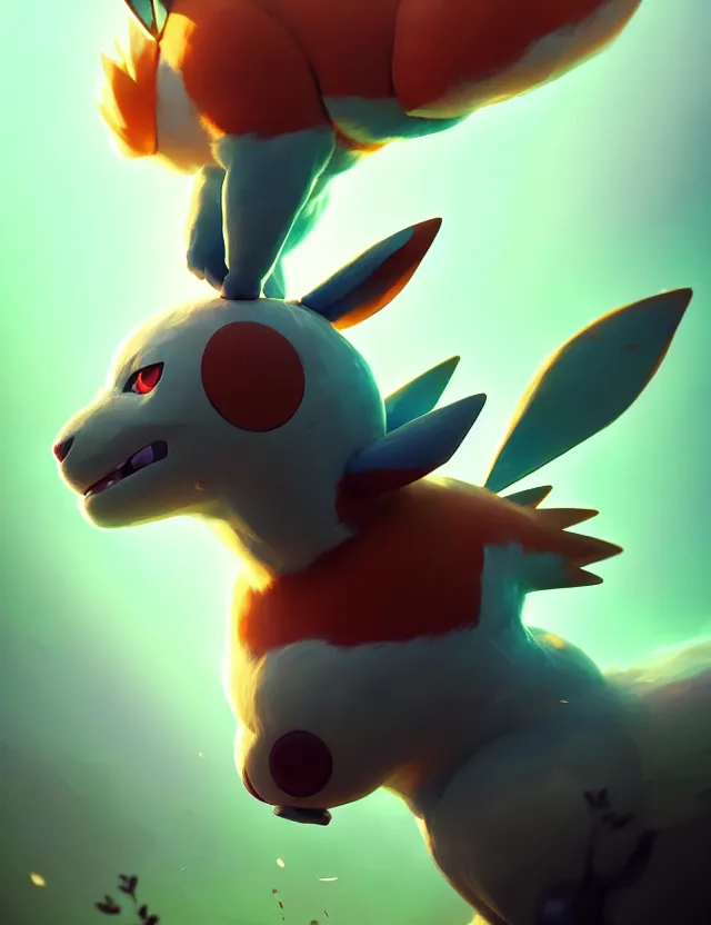 Image similar to a beautiful portrait of a pokemon. character design by cory loftis, fenghua zhong, ryohei hase, ismail inceoglu and ruan jia. artstation, volumetric light, detailed, photorealistic, fantasy, rendered in octane