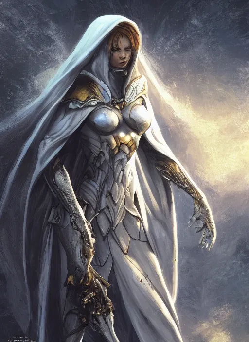 Image similar to female moon knight, hyper detailed, dynamic background, digital art, trending in artstation, cinematic lighting, studio quality, smooth render, unreal engine 5 rendered, octane rendered, art style by klimt and nixeu and ian sprigger and wlop and krenz cushart