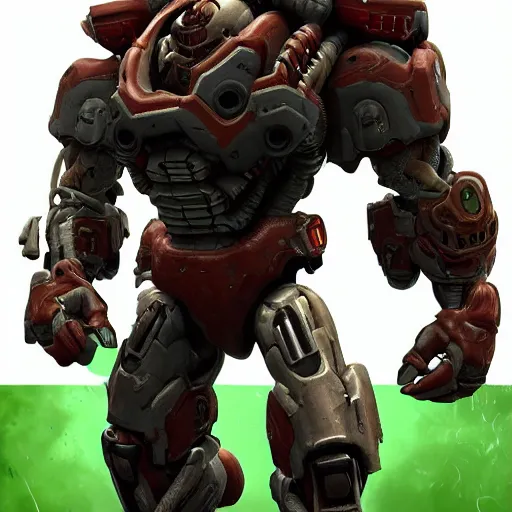 Image similar to doom guy in fornite, intricate, smooth detailed, marine armor, fornite theme