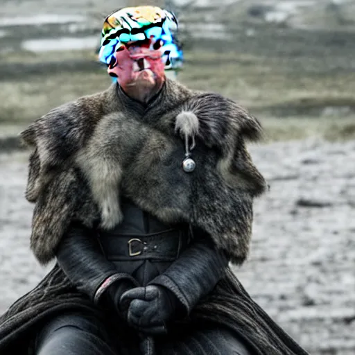 Image similar to film still of Donald Trump as king in game of thrones