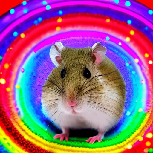 Image similar to a hamster made out of rainbow gems, 8k, hd, light reflection