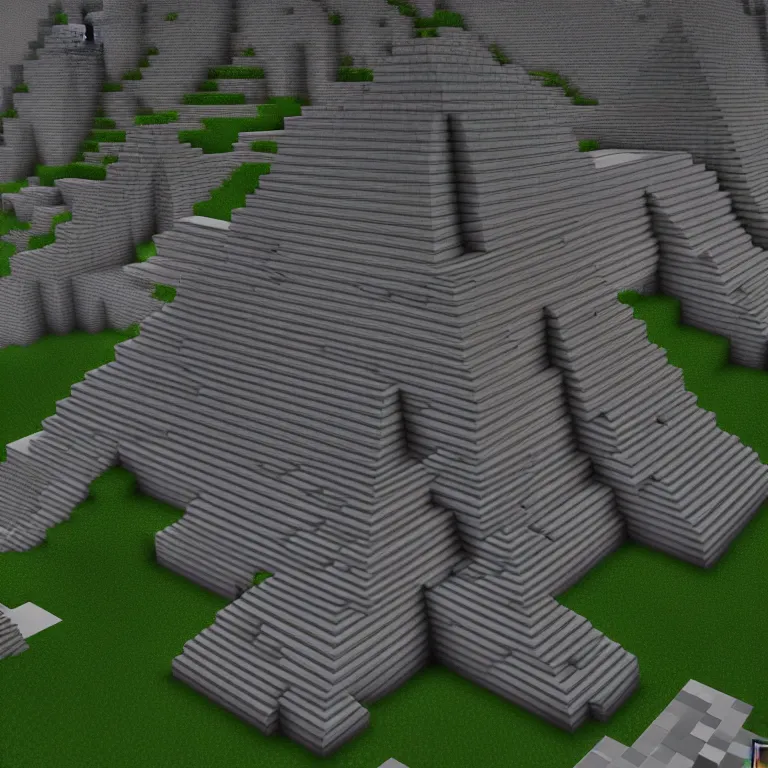 Prompt: A pyramid of gizah in minecraft style. Straight lines, corners, high detailed, details, ultra realistic, photorealism, 8k, wide shot, symmetrical, render, brutalism, rays of light, architecture, volumetric lighting, cinematic, shadows