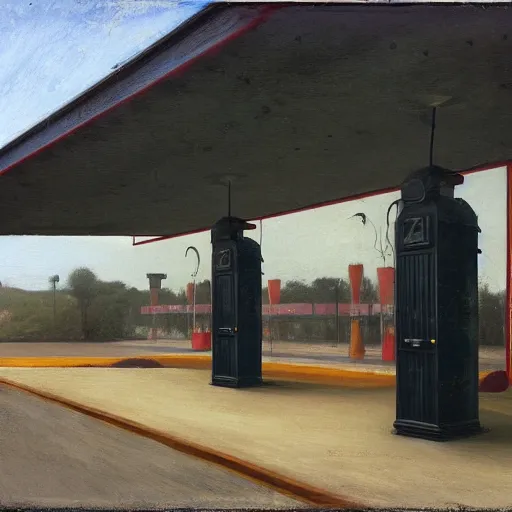 Prompt: a black unicorn in an abandoned gas station, daguerreotype by edward hopper, by henri rousseau, by Bosch, art noveau, highly detailed, strong lights, liminal, eerie, Bright pastel colors, octane render, 8k