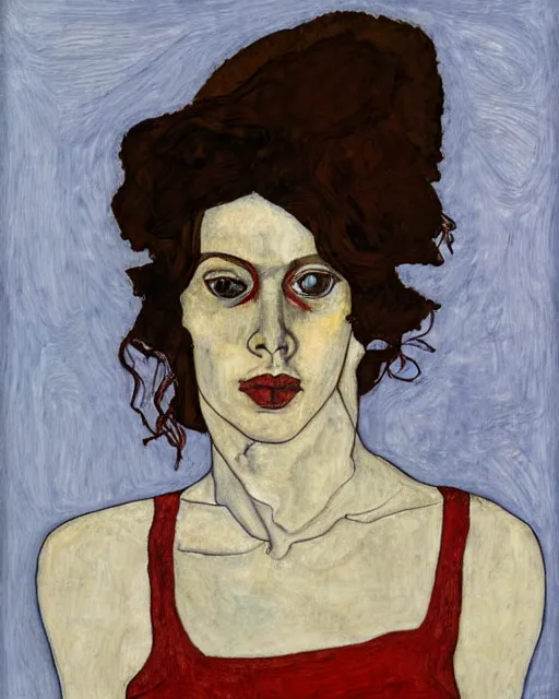 Prompt: portrait of leela by egon schiele in the style of greg rutkowski