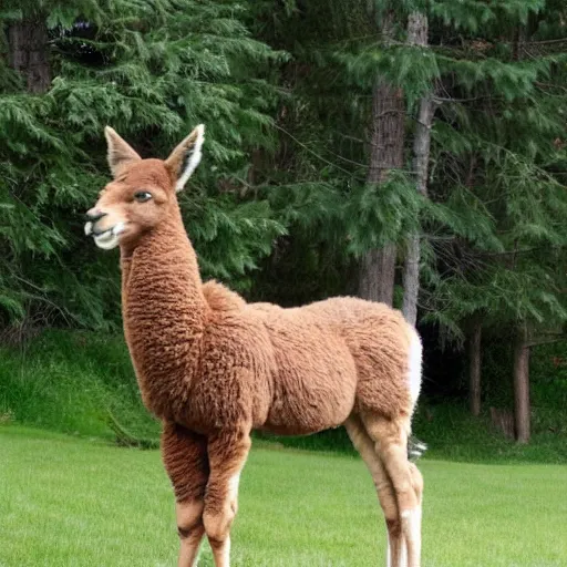 Image similar to a full grown alpaca - coyote - moose hybrid