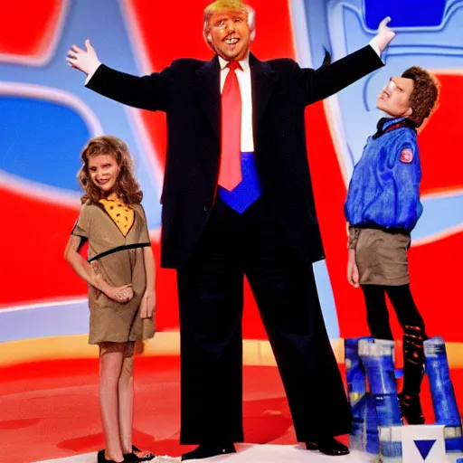 Prompt: donald trump getting slimed on nickelodeon