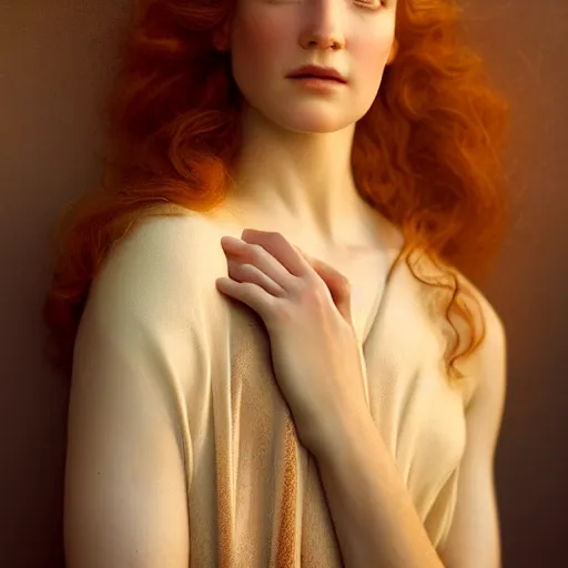 Image similar to photographic portrait of a stunningly beautiful renaissance art nouveau art deco female in soft dreamy light at sunset, contemporary fashion shoot, by edward robert hughes, annie leibovitz and steve mccurry, david lazar, jimmy nelsson, breathtaking, 8 k resolution, extremely detailed, beautiful, establishing shot, artistic, hyperrealistic, beautiful face, octane render