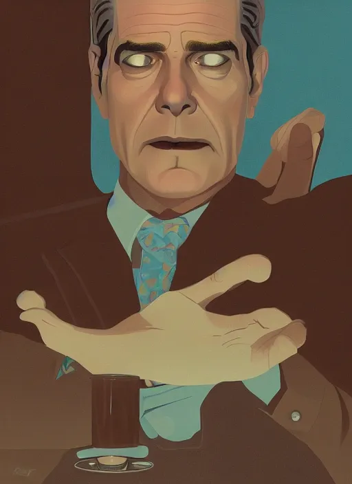 Prompt: Twin Peaks movie poster artwork by Tomer Hanuka and Michael Whelan, Rendering of Dale Cooper floating underwater, by Makoto Shinkai and thomas kinkade, Matte painting, trending on artstation and unreal engine