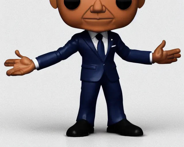 Prompt: full body 3d render for barack obama as a funko pop, studio lighting, white background, packaging, blender, trending on artstation, 8k, highly detailed