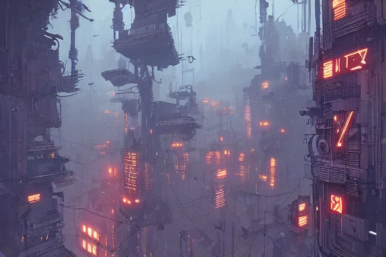 Image similar to machine city by ian mcque, cyberpunk, masterpiece, very detailed, atmospheric