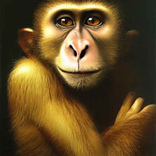 Image similar to a painting by jean - pierre arboleda of a monkey.