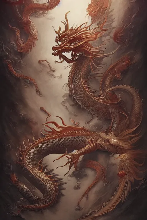 Prompt: a exquisite delicate hyperdetailed character design of chinese dragon and woman, aerith gainsborough, intricate, elegant, masterpiece, 4 k hd illustrative wallpaper, chinese style, style of tom bagshaw, cedric peyravernay, peter mohrbacher, victo ngai, pinterest