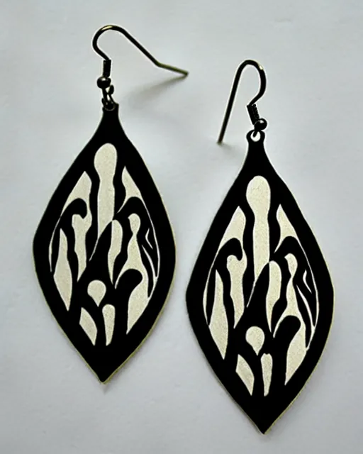 Image similar to aubrey beardsley, the climax, 2 d lasercut earrings,