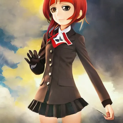 Prompt: maki nishikino from love live school idol project combined with ( ( ( ( gru from despicable me ) ) ) ), painting by greg rutkowski, bandai namco animation, realistic