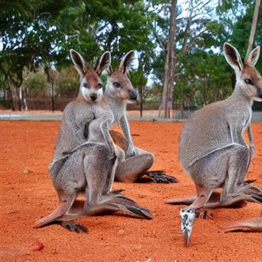 Prompt: kangaroos with fish scales