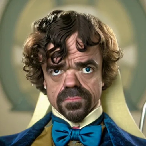 Image similar to film still of peter dinklage as willy wonka, 8 k