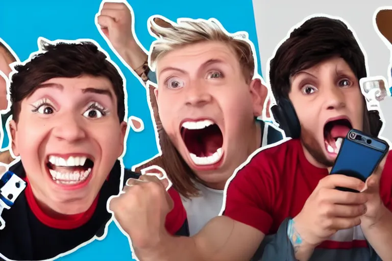 Image similar to youtuber reacting to roblox