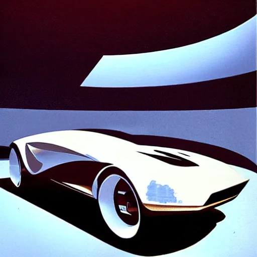 Image similar to concept art for a car that rides on a spherical wheel, painted by syd mead, high quality