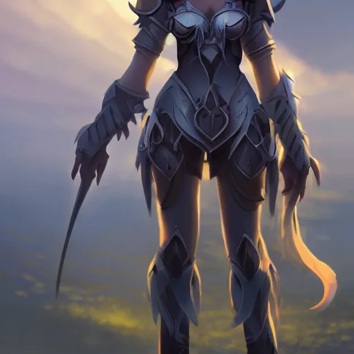 Image similar to a night elf girl with grey skin, yellow eyes and hair, ponytail, wearing armor, highly detailed, digital painting, artstation, matte, by makoto shinkai, animation style