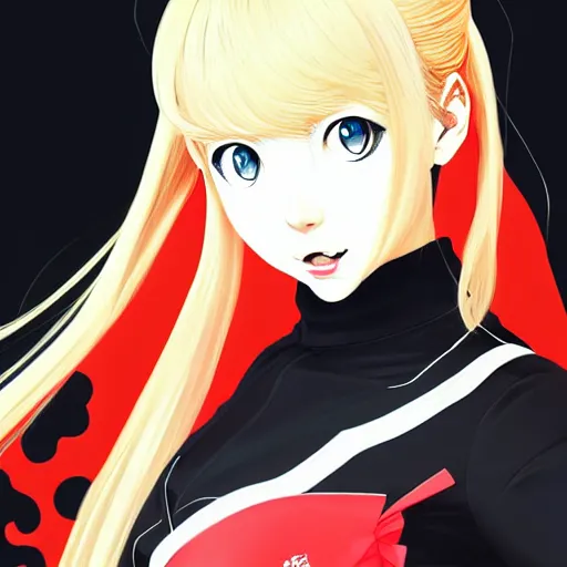 Image similar to Ann Takamaki from Persona 5, anime, elegant, 2d, ultra highly detailed, digital painting, smooth, sharp focus, artstation, portrait art by Ilya Kuvshinov