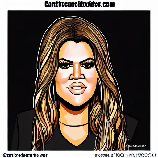 Image similar to Cartoon painting of Khloe Kardashian, digital art