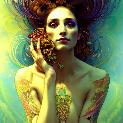 Prompt: An extremely psychedelic Air Goddesses, surreal, dramatic lighting, magic mushrooms, psilocybin, LSD, face, detailed, intricate, elegant, lithe, highly detailed, digital painting, artstation, concept art, smooth, sharp focus, illustration, art by Krenz Cushart and Artem Demura and alphonse mucha