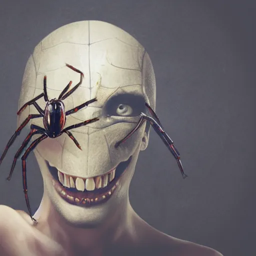 Image similar to a gigantic spider eating a human head