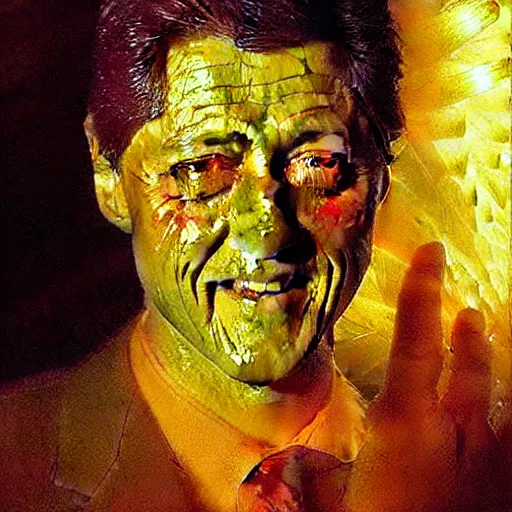 Image similar to bill clinton made of vegetables!!!, radiant light, caustics, heroic, bright iridescent light, by gaston bussiere, bayard wu, greg rutkowski