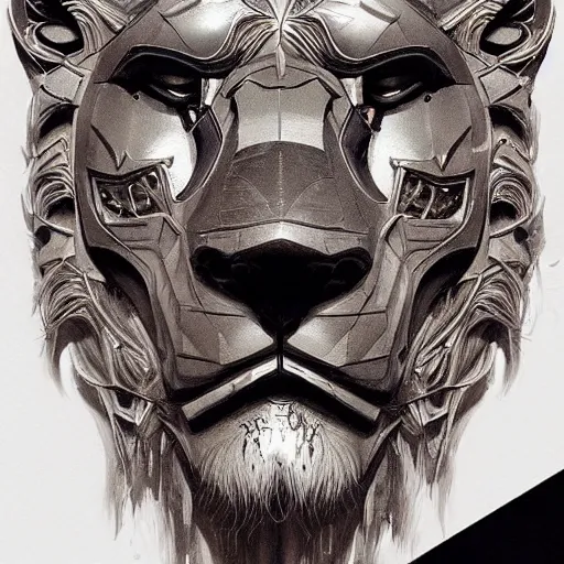 Prompt: Very very very very highly detailed epic photo of face with lion venetian mask, intricate, dystopian, sci-fi, extremely detailed, digital painting, artstation, concept art, smooth, sharp focus, illustration, intimidating lighting, incredible art by Artgerm and Brom and Vincent di Fate