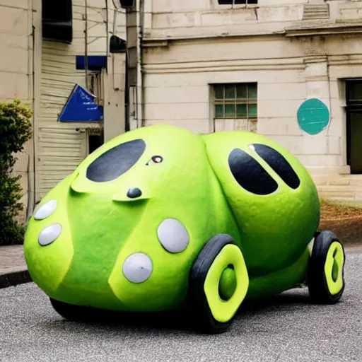 Prompt: a car in shape of an avocado